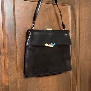 Vtg Cynthia Rowley Leather Handbag with Bird Detail